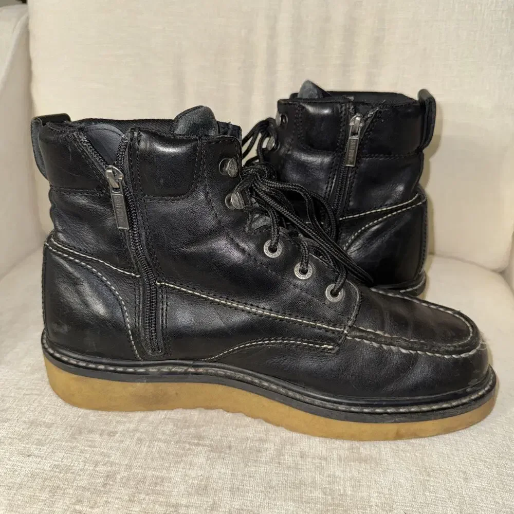Harley-Davidson Men's Beau Leather Motorcycle Wedge Boots | Black | Size 11.5